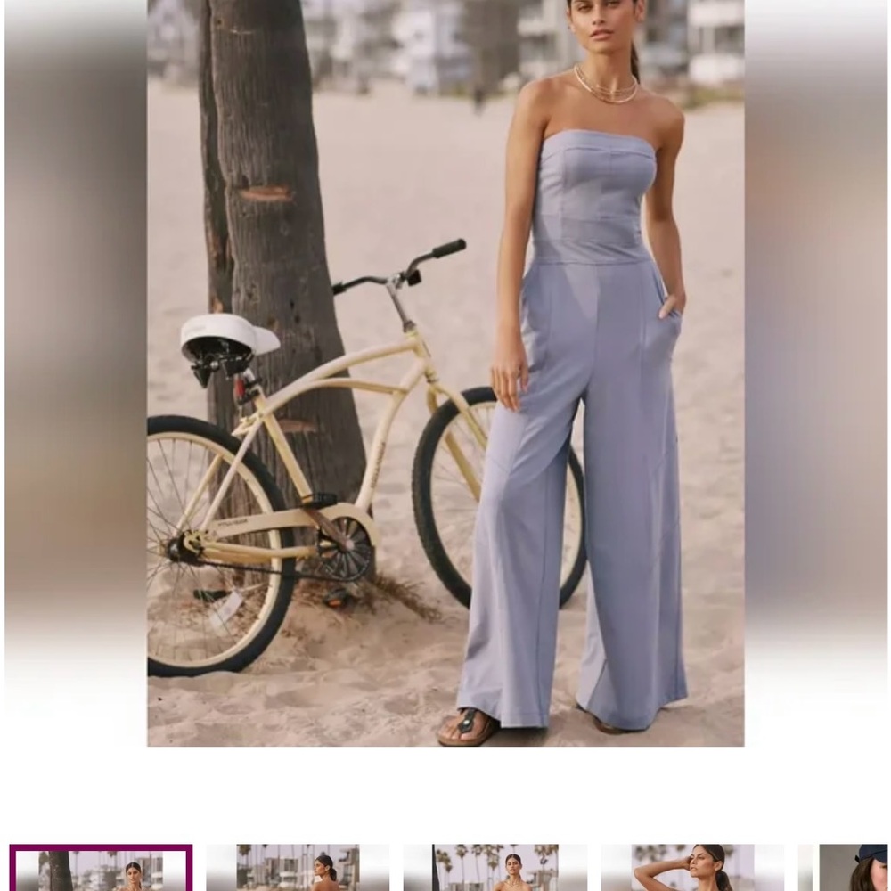 Elegant Strapless Jumpsuit in Light Blue Daily Practice by Anthropologie